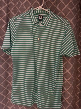 FootJoy Striped Polo in Kelly Green and White